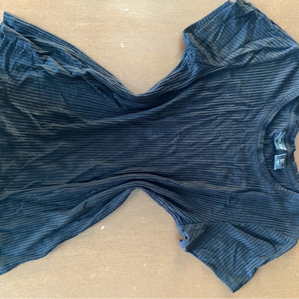 Black Ribbed T-Shirt